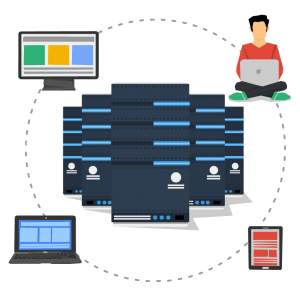 Graphic to represent servers and integration.